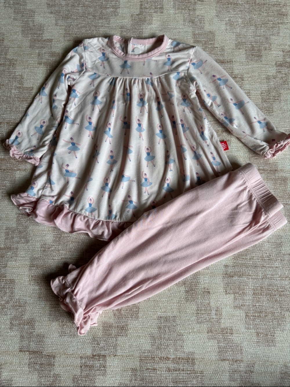 Magnetic Me Pink Ballerina Print 2 Piece Set Light Pink & Blue Infant size 3-6M